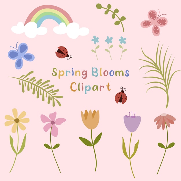 Vector spring floral elements set