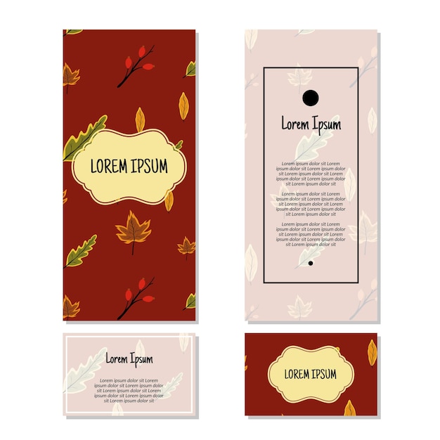 Vector spring leaves vertical frame pattern invitation greeting cards RSVP and thank you cards