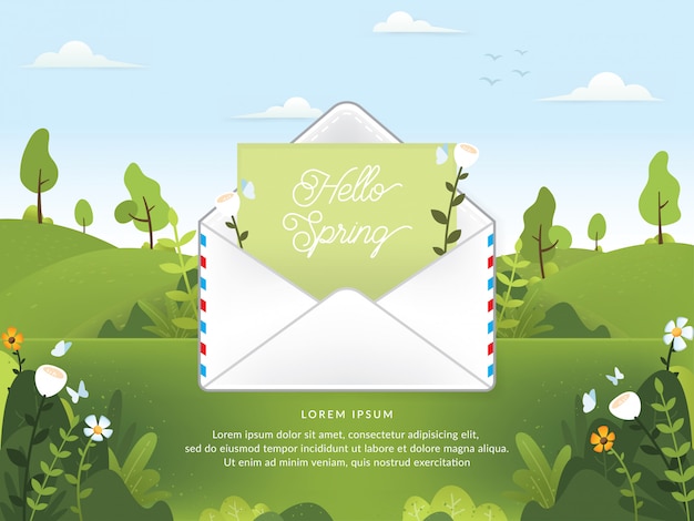 Vector of Spring season with email