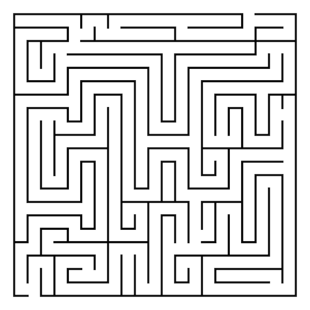 Vector square maze template Blank black and white geometric labyrinth game Preschool printable outline educational activity or worksheet sample Playing field illustrationxA