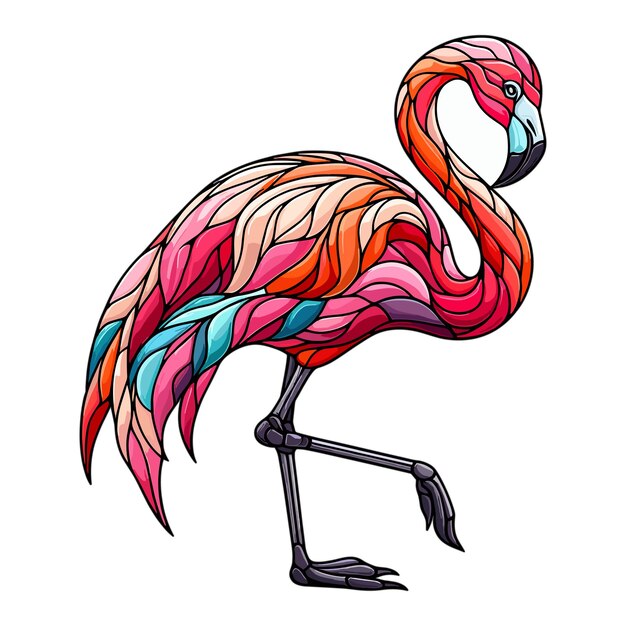 Vector stained glass Flamingo