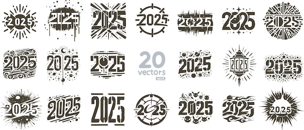 Vector stencil of elegant 2025 numbers for decoration