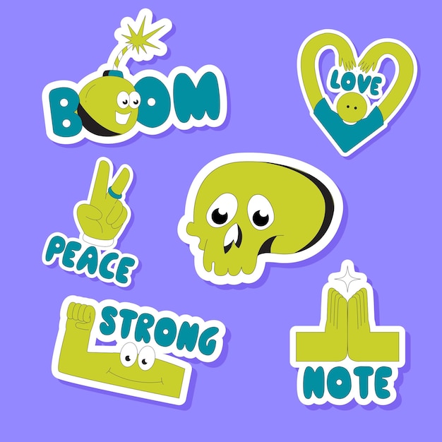 Vector sticker icons hand drawn doodle