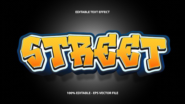 Vector Street text effect editable with modern font style