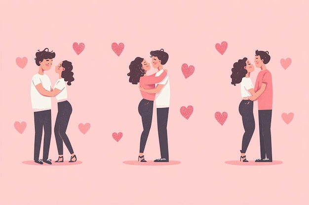 Vector Style Couples Illustrations