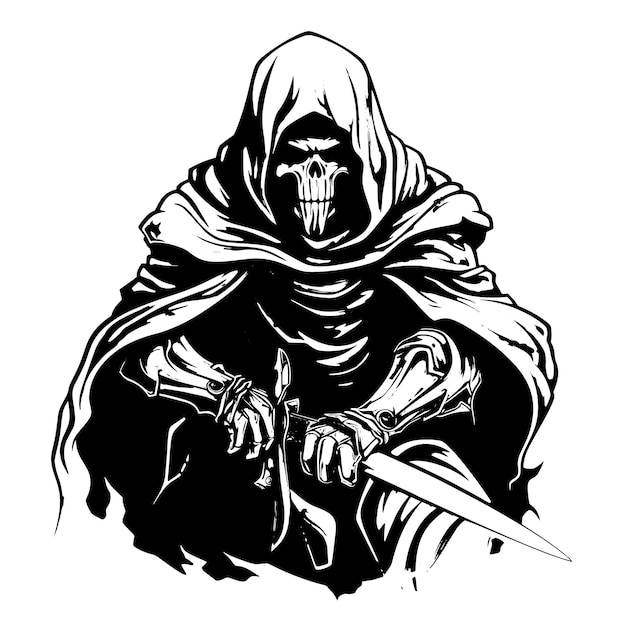 Vector style Death Dealer Line Artwork