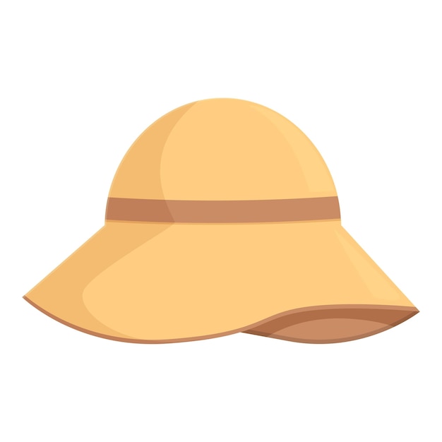 Vector of a stylish yellow summer hat with a wide brim and ribbon