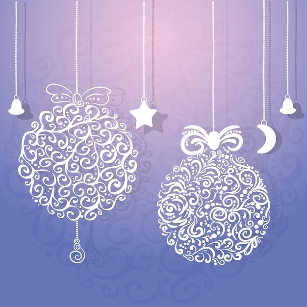 Vector stylized Christmas decorations. Balls and Garlands