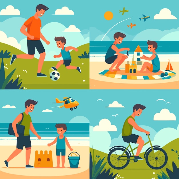 Vector vector summer activities flat illustration collection