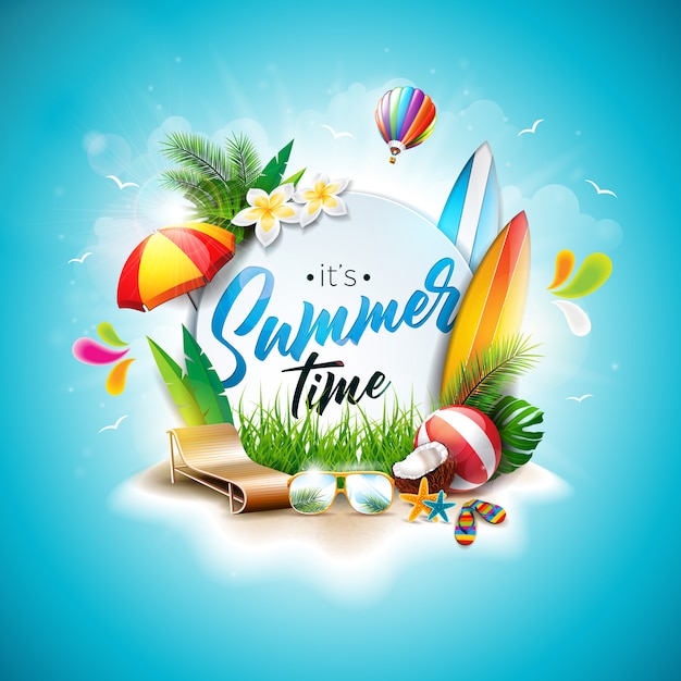 Vector Summer Time Holiday typographic illustration 