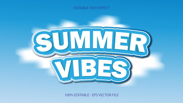 Vector summer vibes 3d editable text effect