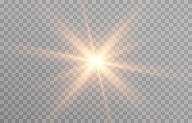 Vector sun light. Golden flash png. Sun rays png. Dawn, light effect. Flash of light png.