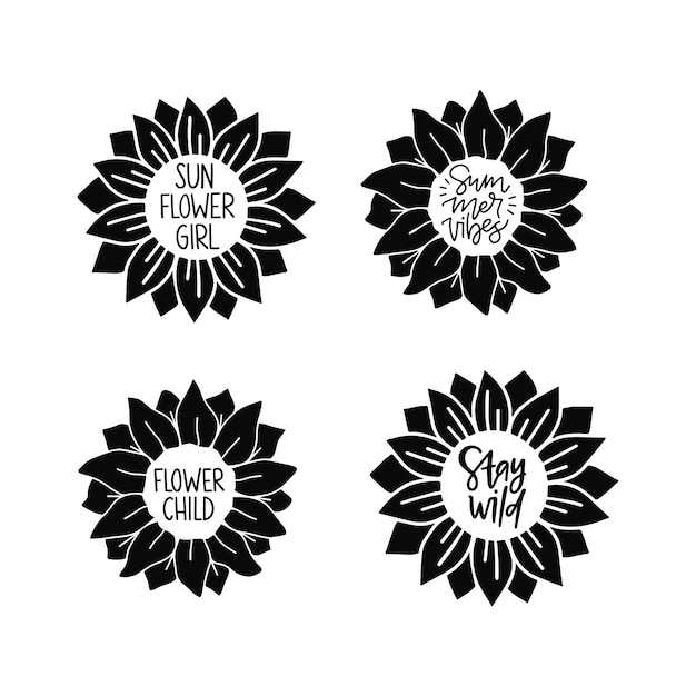 Vector sunflower clipart set.