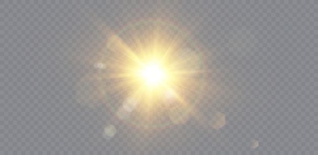 Vector Sunlight glare effectBright sunWith sunbeams