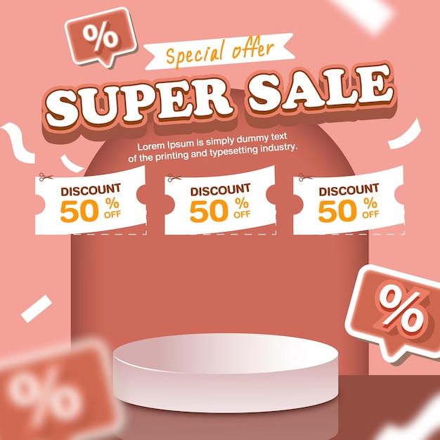 Vector super sale banner for social media posts