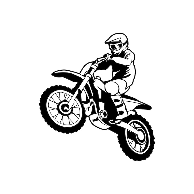 vector supermoto motocross rider freestyle black and white