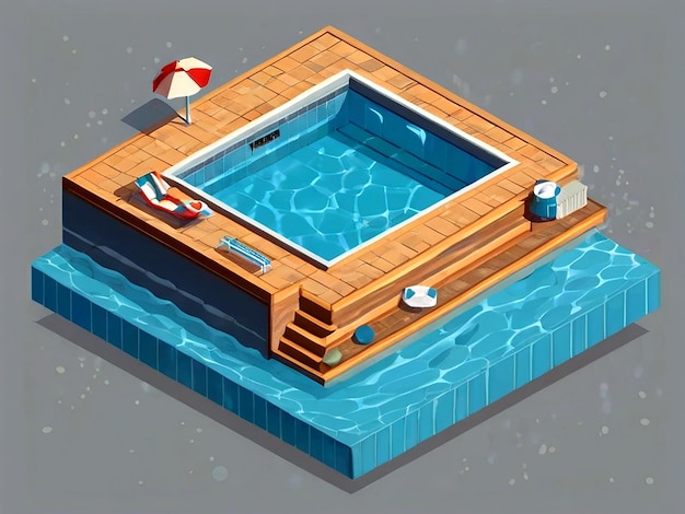 Vector vector swimming pool without water isometric pool for sports and fitness vector illustration of desi