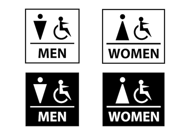 Vector symbols set toilet icons, girls and boys restroom black colors perhap rectangle