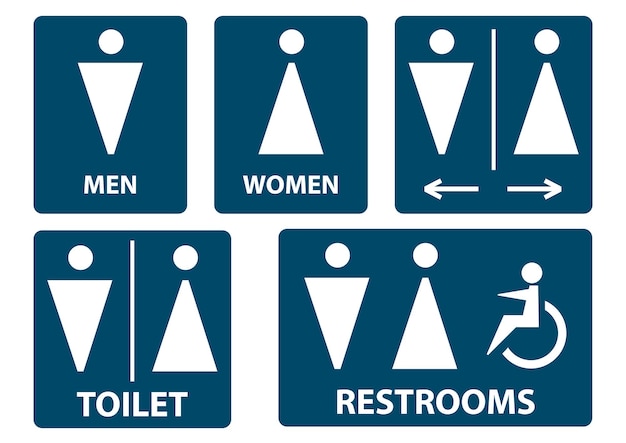 Vector symbols set toilet icons, girls and boys restroom