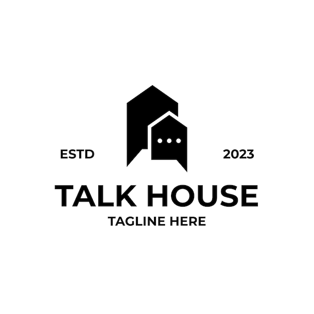 Vector talk or chat house logo design concept illustration idea