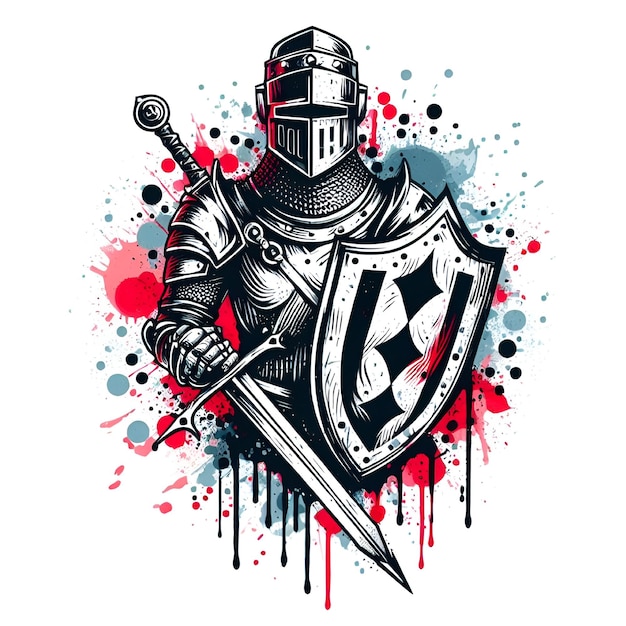 Vector vector tattoo a sword and shield logo