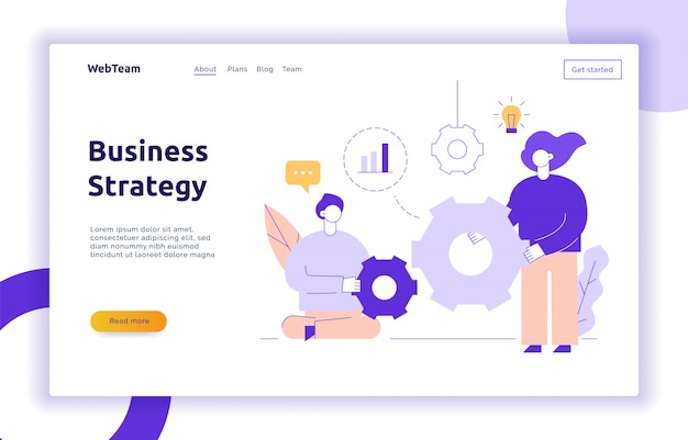 Vector teamwork and business strategy web page banner 