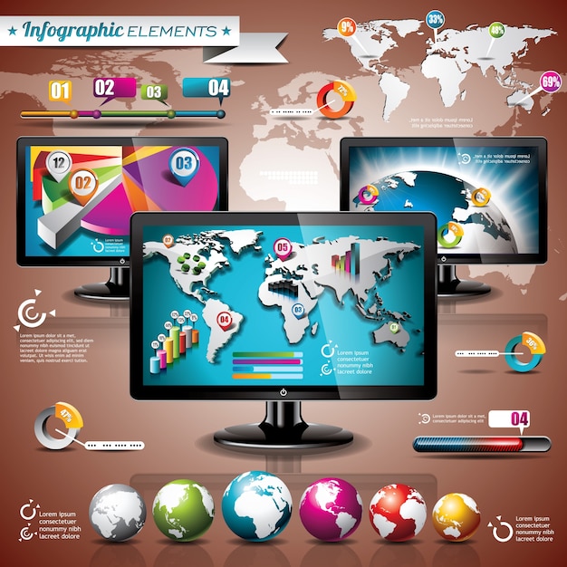 Vector technology design set of infographic elements