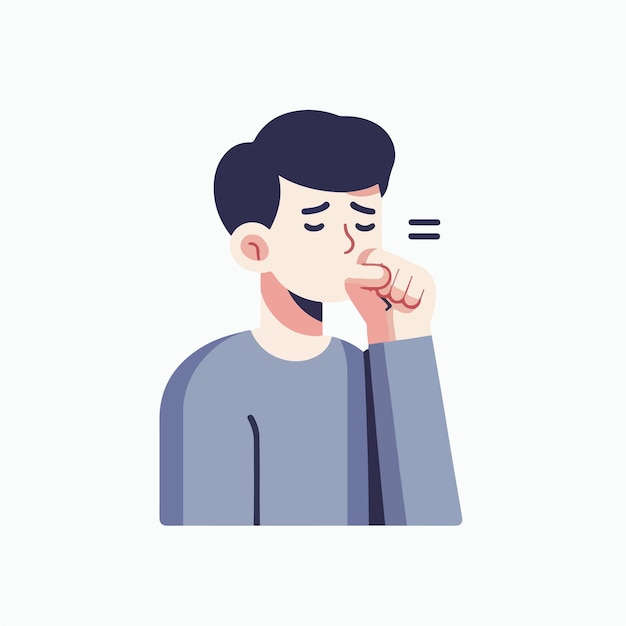 vector of teenager coughing in flat design style