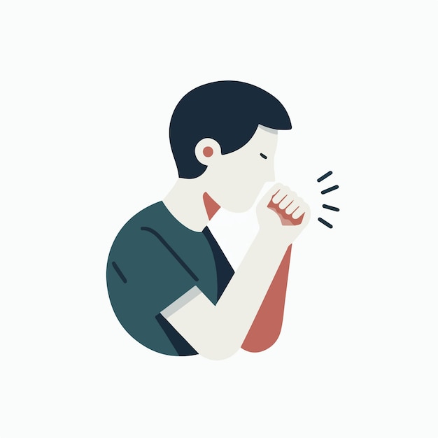 vector of teenager coughing in flat design style