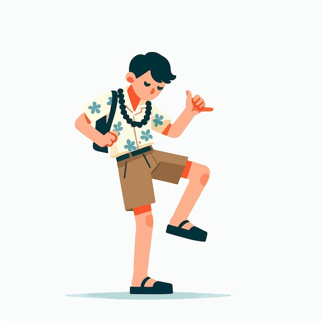 Vector vector of a teenager dancing hawaiian