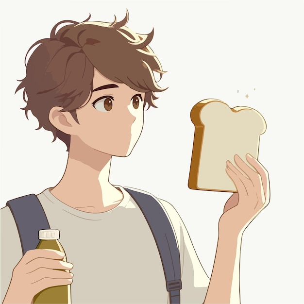 Vector of a teenager having breakfast