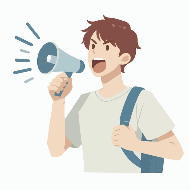 Vector of a teenager shouting