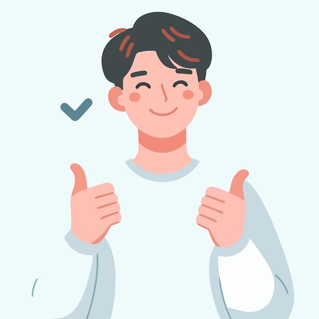 vector of teenagers being cheerful and happy with a simple flat design style and white background