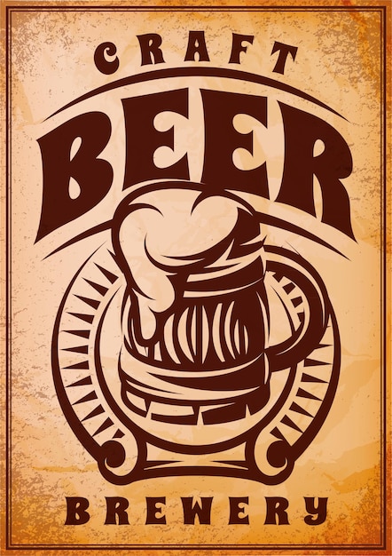 Vector template advertising poster on the topic of beer or brewery for a restaurant