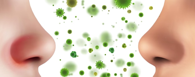 Vector template for advertising protecting the respiratory tract and nose from allergies and diseases viruses and bacteria dust and dirt