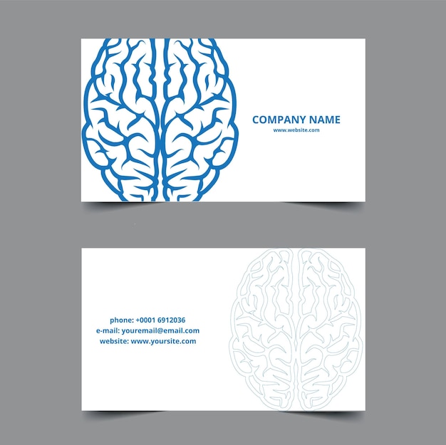 Vector Template For Business Card With Image Of A Brain Isolated On Transparent Background