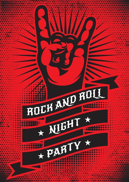 Vector template for design of a grunge poster on the theme of rock night party