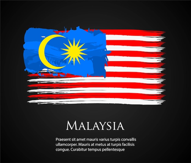 Vector template illustration of the Malaysia flag Asian country flag in red white red yellow brush