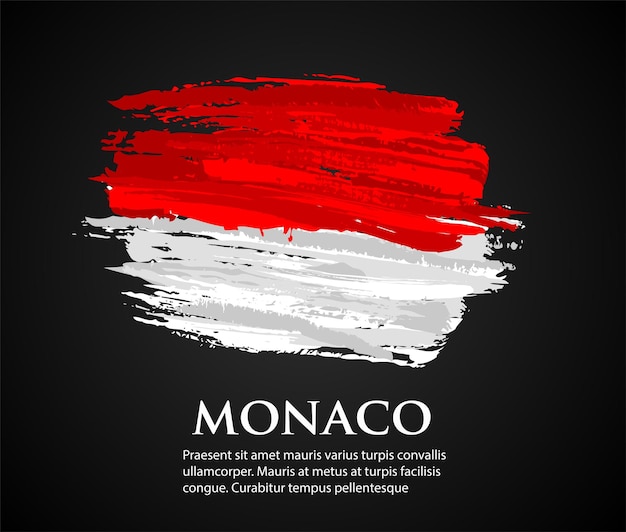 vector template Illustration Monaco flag Europe country black red white brush paint hand drawn