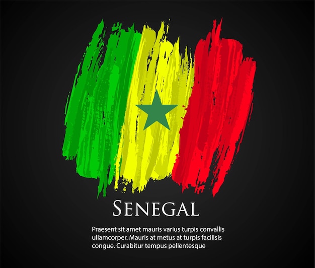 vector template Illustration Senegal flag West Africa country red yellow green brush paint