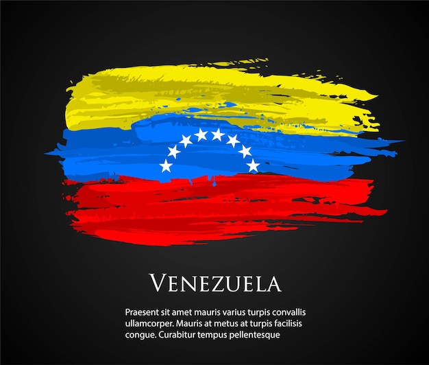 vector template Illustration Venezuela flag American country red blue yellow brush paint