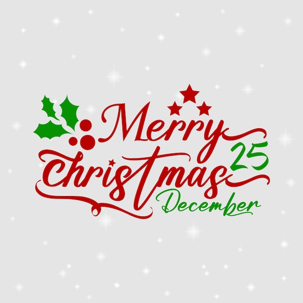 Vector Template of Marry Christmas 25 December calligraphy