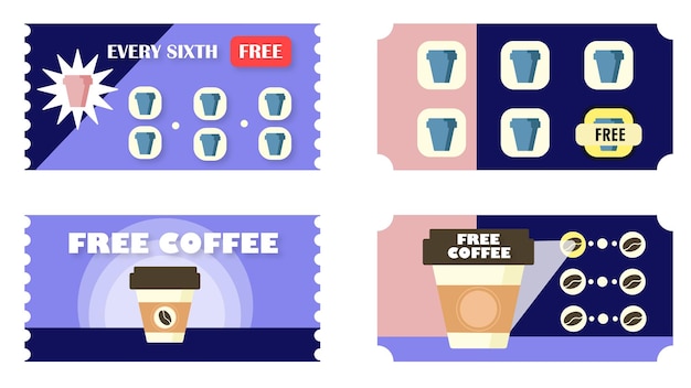 vector template of the ticket layout for getting free coffee