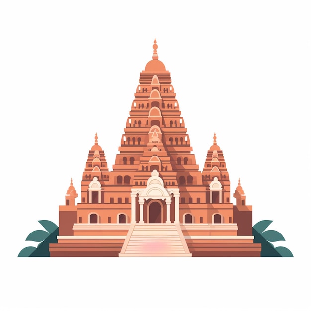 vector temple illustration religion culture architecture ancient tourism india travel buil