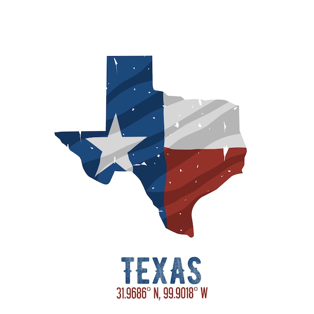 Vector vector of texas waving flag in grunge style vintage style perfect for print apparel etc