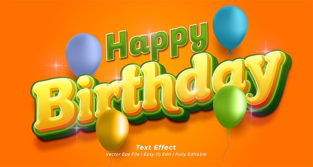 Vector text effect birthday 3d style