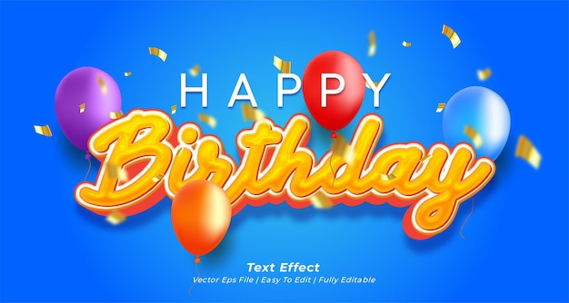 Vector text effect happy birthday 3d style