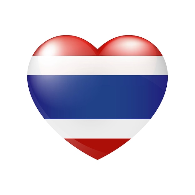 Vector Thailand Flag Heart icon Thai isolated glossy emblem Country love symbol eps10