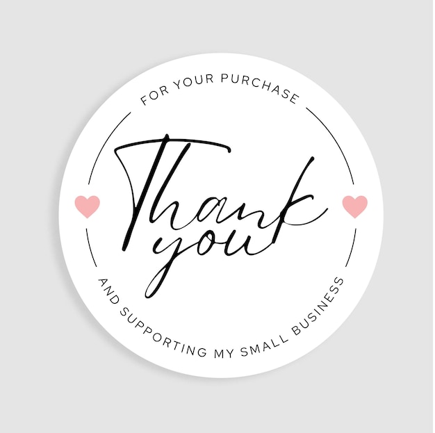 Vector thank you for purchase sticker template packaging small business