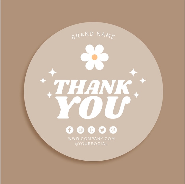 Vector thank you sticker template business packaging packaging sticker retro 70s